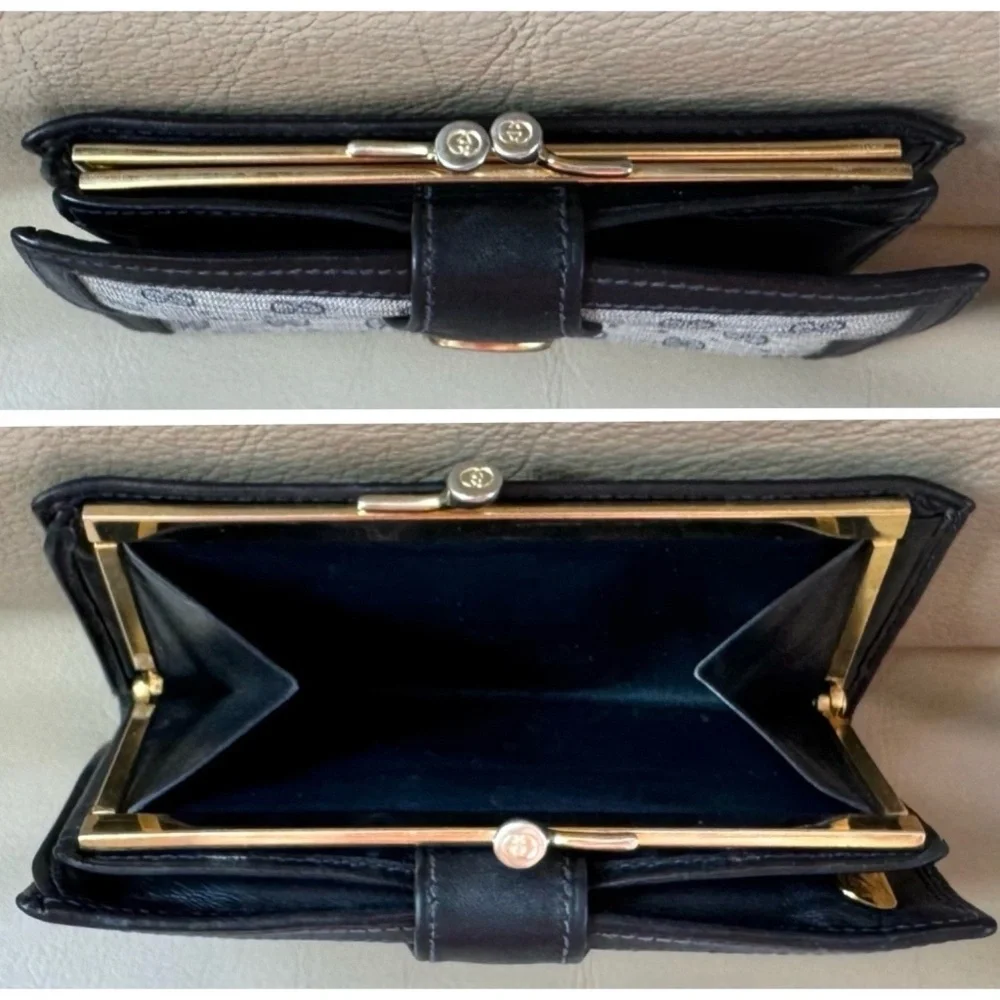 Authentic Vintage Gucci Micro GG Monogram Canvas Leather Kisslock Bifold Wallet - Picture 8 of 10